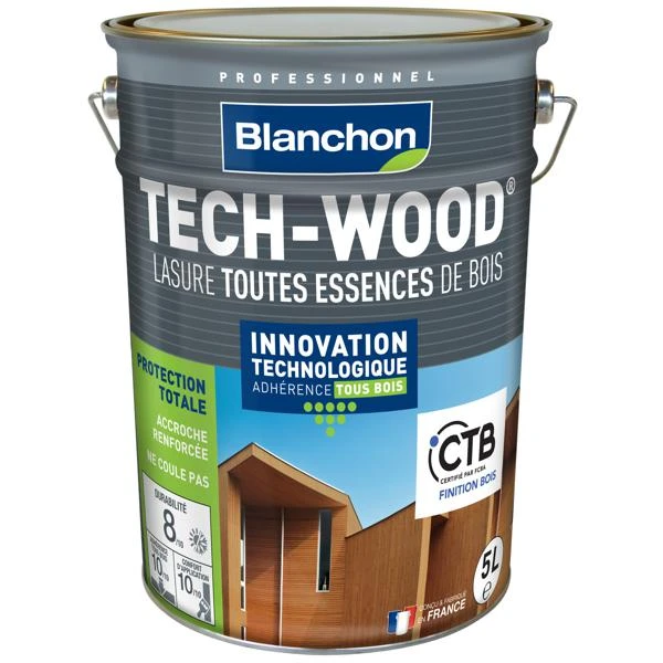 Lasure Bois TECH-WOOD Aspect Satiné Chêne Clair Bidon(s) 5L 3 Lasure Bois TECH-WOOD Aspect Satiné Chêne Clair Bidon(s) 5L