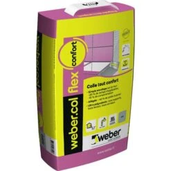 Mortier Colle Carrelage WEBERCOL FLEX CONFORT Gris Sac 15kg C2S1G