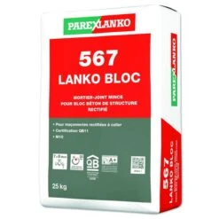 Mortier Colle Joint Mince 567 LANKO Gris Sac 25Kg