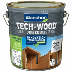 Lasure Bois TECH-WOOD Aspect Satiné Chêne Clair Bidon 2,5L