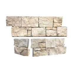 Parement Angle Travertin Sur Ciment CHATEAU 20x60cm Ep.40-50mm Beige