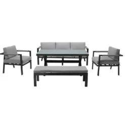 Salon De Jardin Aluminium CHANVRE 2 Gris