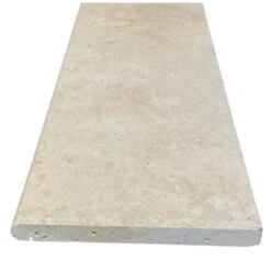 MARGELLE 1 BORD ROND TRAVERTIN NAXOS AVEC GOUTTE D'EAU 33X120CM EP.3CM