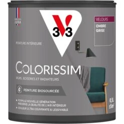 Peinture V33 COLORISSIM Velours Ombre Gris 0.50L Pot