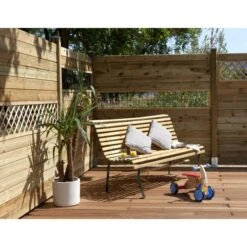 POTEAU DE CLOTURE 2 RAINURES AUTOCLAVE EN LIGNE 28X2400MM 2,40M -Construction Matériaux Magasin Photo dambiance 1053009