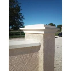 Chapeau De Pilier Pointe De Diamant PIERRE LISSE 50x50 Blanc -Construction Matériaux Magasin Photo dambiance 1298728