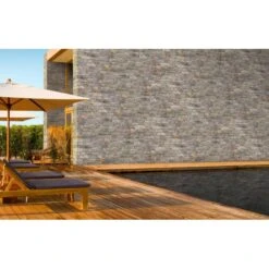 Parement Quartzite Sur Ciment BALI 15x55/60cm Ep.20-40mm Gris Mordoré -Construction Matériaux Magasin Photo dambiance 2 1175795