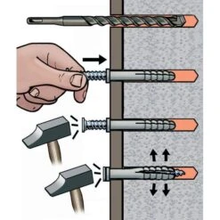 Cheville INDIFIX à Frapper Ø8x60mm Tête Conique Boite 50 -Construction Matériaux Magasin Photo dambiance 2 1426745