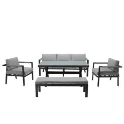 Salon De Jardin Aluminium CHANVRE 2 Gris -Construction Matériaux Magasin Photo dambiance 4 1433665